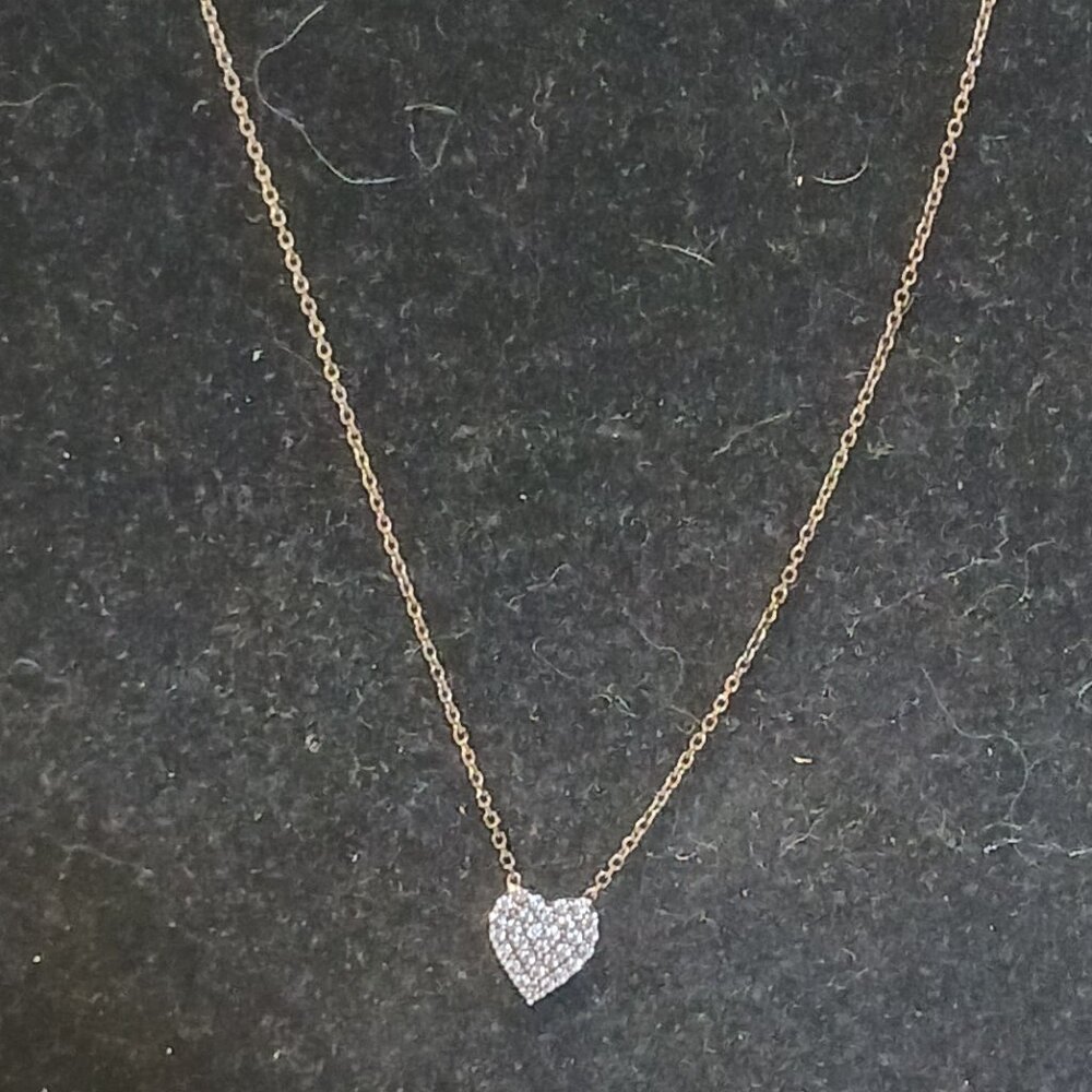 Gold Over Sterling Silver Diamond Heart Necklace
